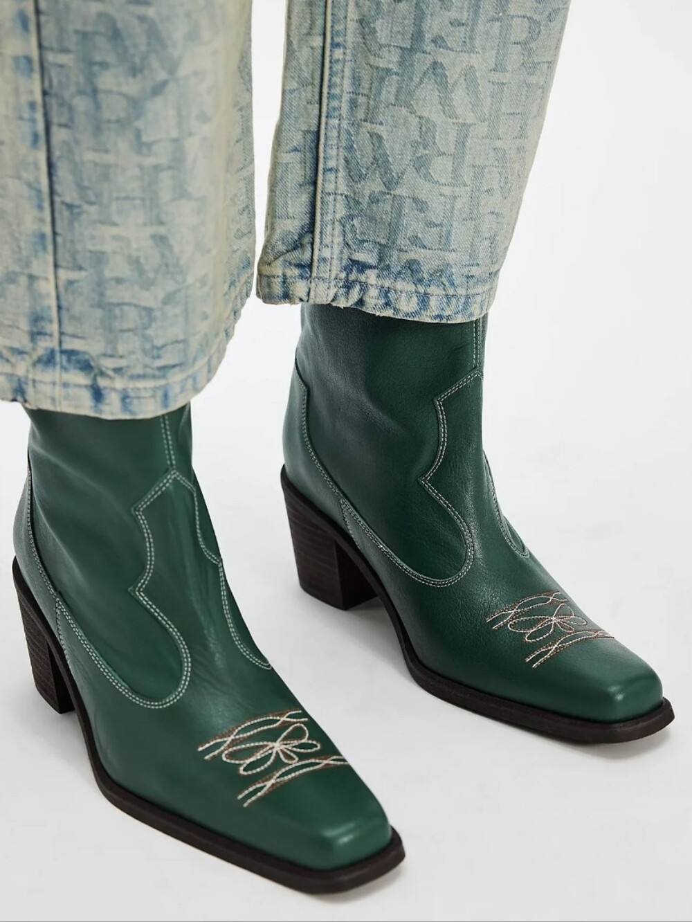 Free People made in Portugal The Wandering Leather Western Ankle Boot In Omni